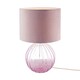 image 4 of Contemporary Lilac Ribbed Glass Table Lamp with Velvet Fabric Shade