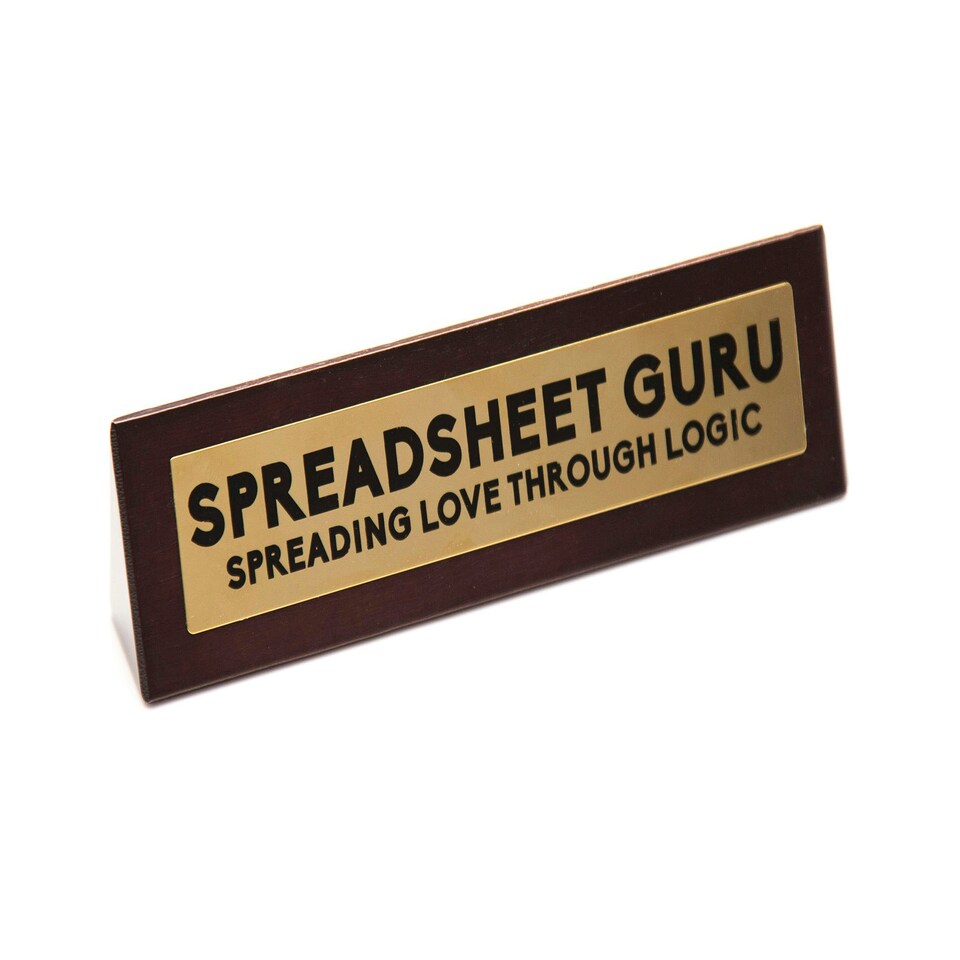 image 1 of Wooden Desk Sign - Spreadsheet Guru