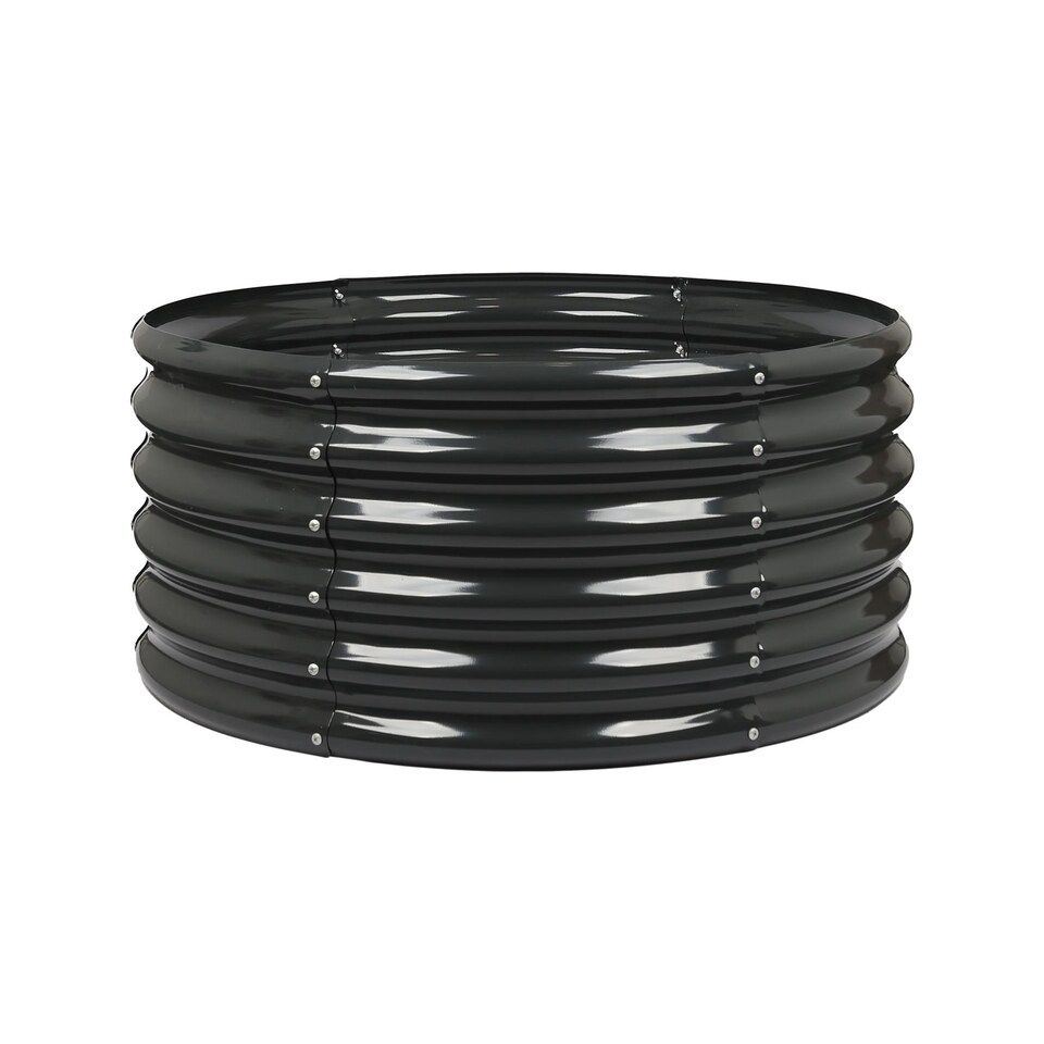 image 1 of Harbour Housewares Raised Garden Bed - Anthracite Round Bottomless Metal Raised Bed Galvanised Steel Planter Box 90 x 45cm