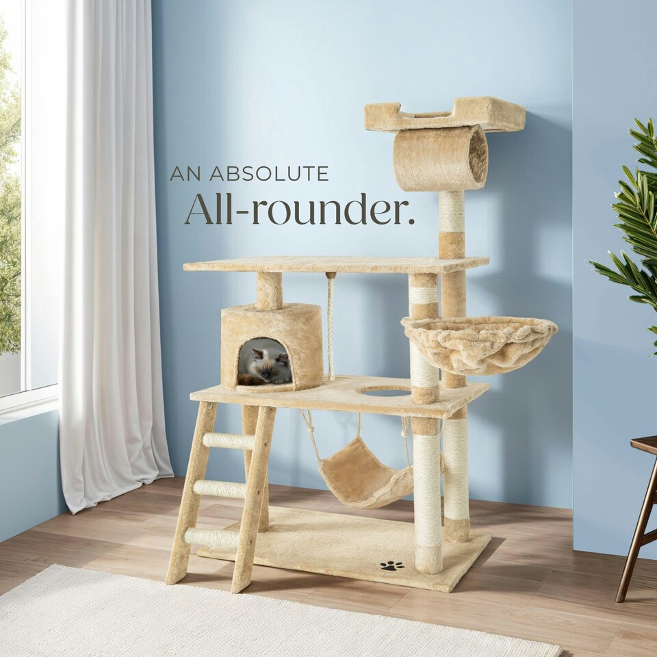 image 1 of Cat Tree Marcel - 141 cm, sisal cat scratching post - Beige