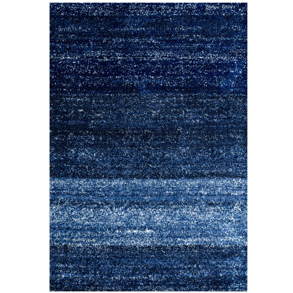 image 1 of KUKOON Navy Blue Striped Mottled Shaggy Area Rug 160cm x 230cm Blue