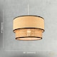 image 7 of Modern Double Tier Real Natural Rattan Pendant Shade with Black Trims | Brown | Brown | 1