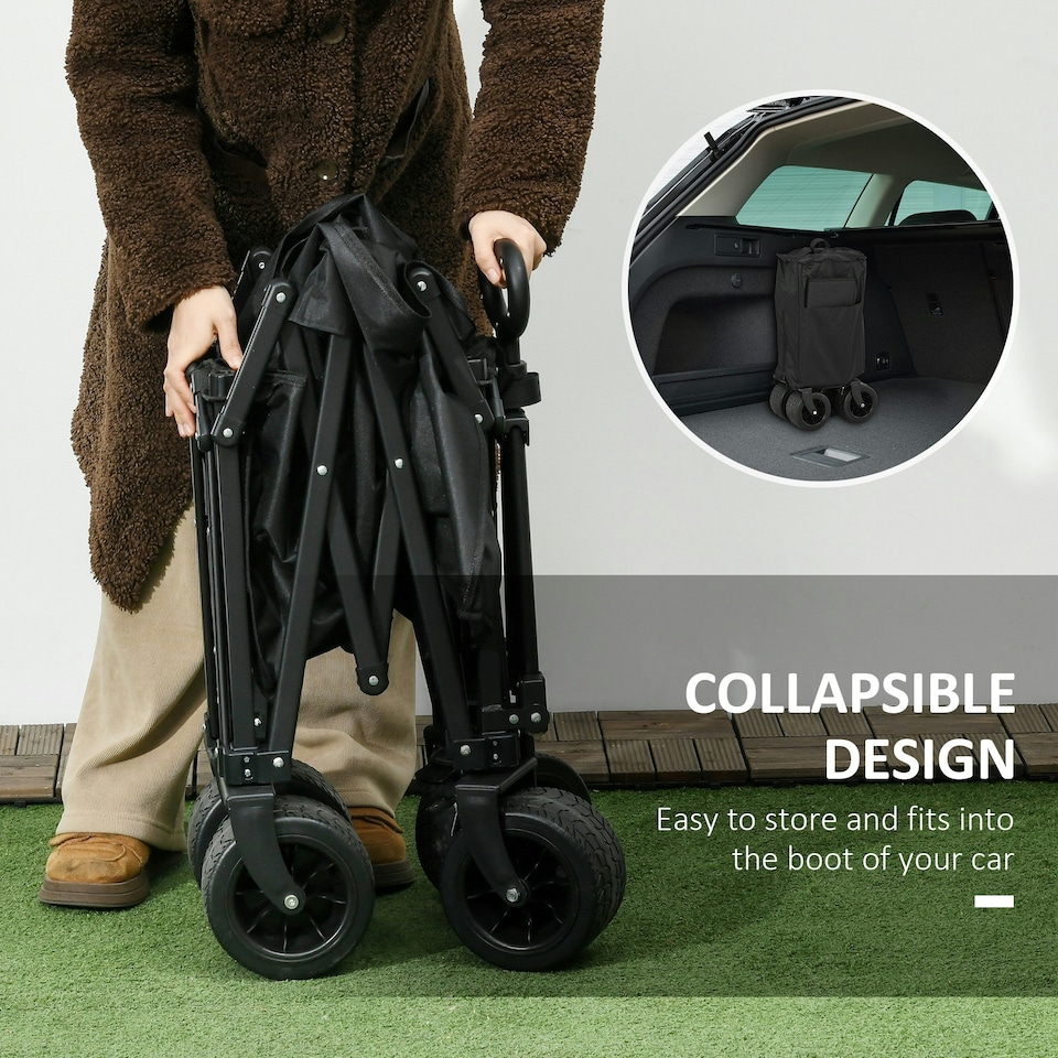 image 1 of Outsunny Foldable Garden Cart, Outdoor Utility Wagon with Carry Bag, Camouflage