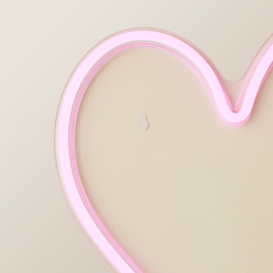 image 1 of ValueLights Heart neon Heart Neon White Illuminated Decoration and Integrated LED 3W Pink Bulb