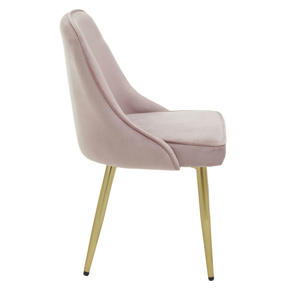 image 1 of Interiors by Premier Dusky Pink Velvet Dining Chair, Mid-Century Modern Pink and Gold Velvet Dining Chairs, Luxury Dining Chair