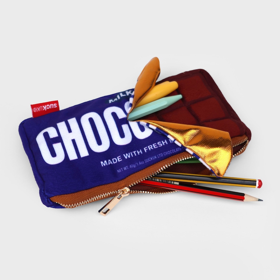 image 1 of Suck UK Plush Chocolate Bar Case - Novelty Zipper Pouch