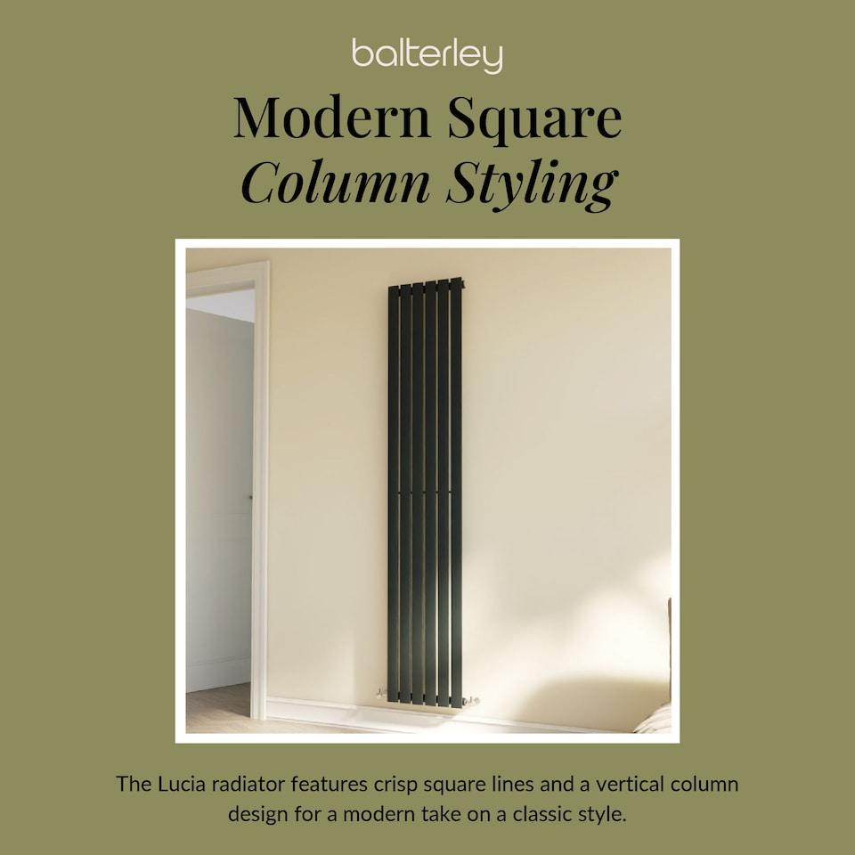 image 1 of Lucia Square Vertical Single Panel Radiator, 1800mm x 354mm Anthracite | Grey | Anthracite | 1