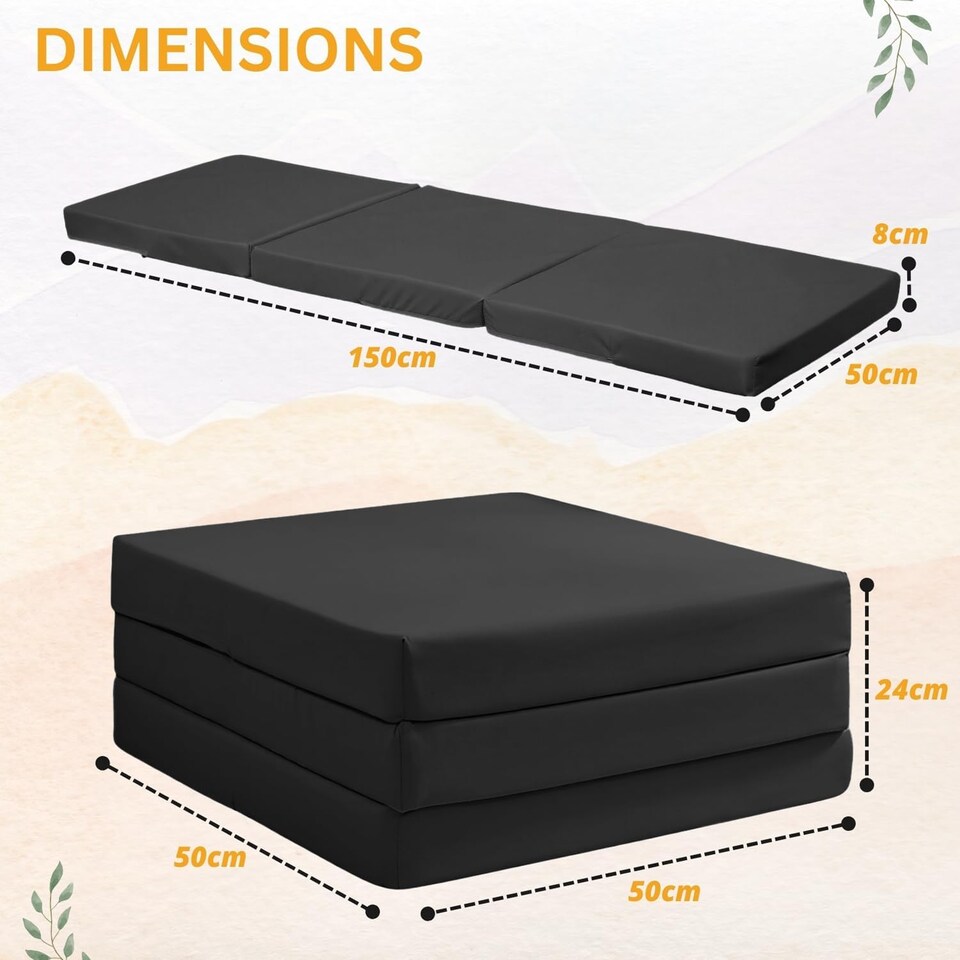 image 1 of Tri Fold Fold Out Z Bed Futon Sofa Chair Mattress