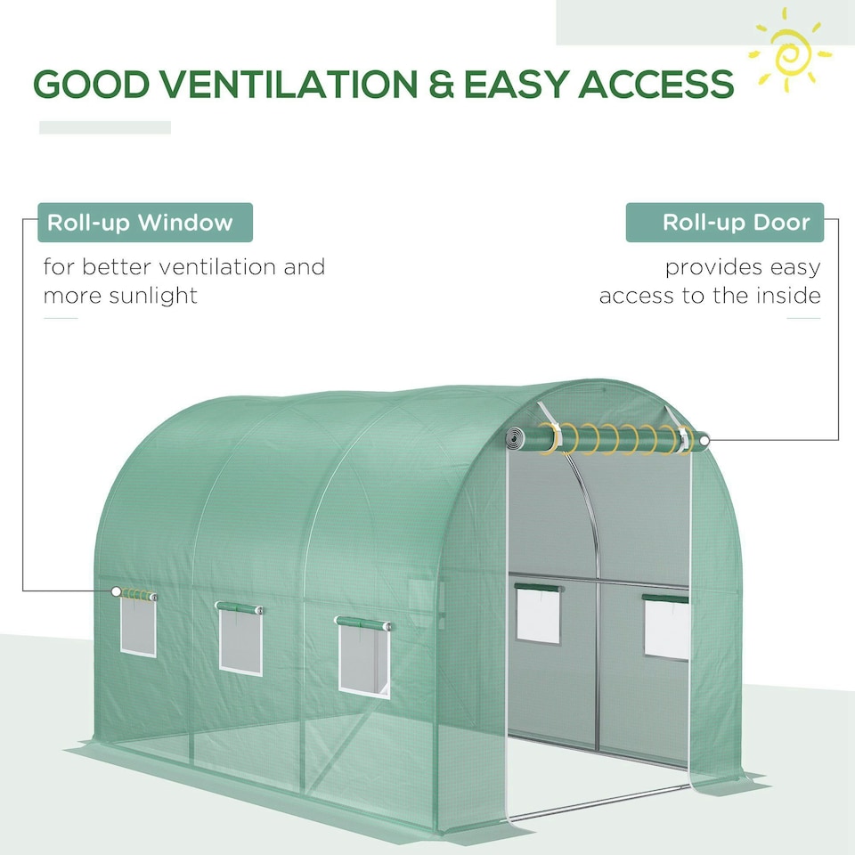 image 1 of Outsunny 3 x 2 x 2m Greenhouse Replacement Cover ONLY for Tunnel Greenhouse