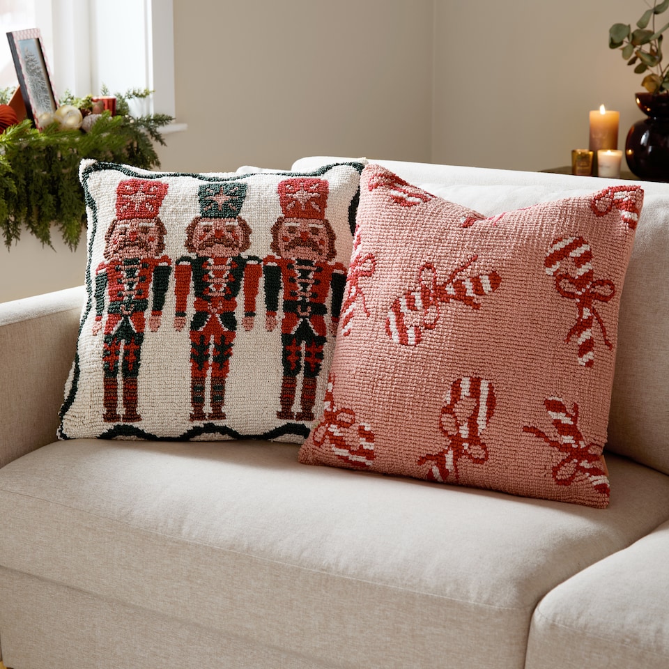 image 1 of Furn Nutcracker Trio Tufted Christmas Cushion