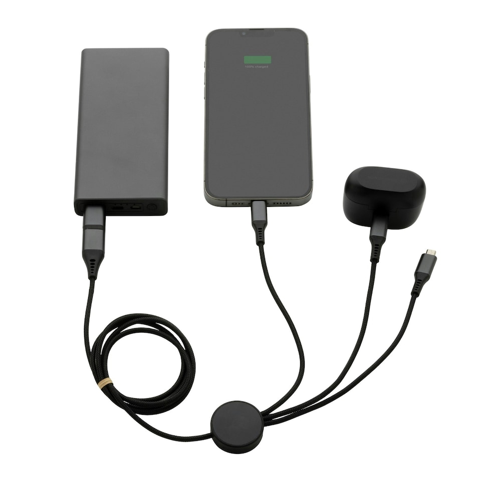 image 1 of XD Xclusive Terra Recycled 6-In-1 Cable - Grey - One Size