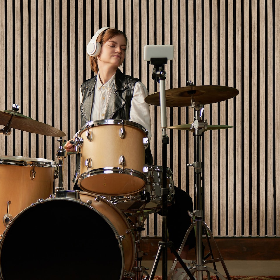 image 1 of Acoustic Slat Wall Panels x 3 - Light Walnut