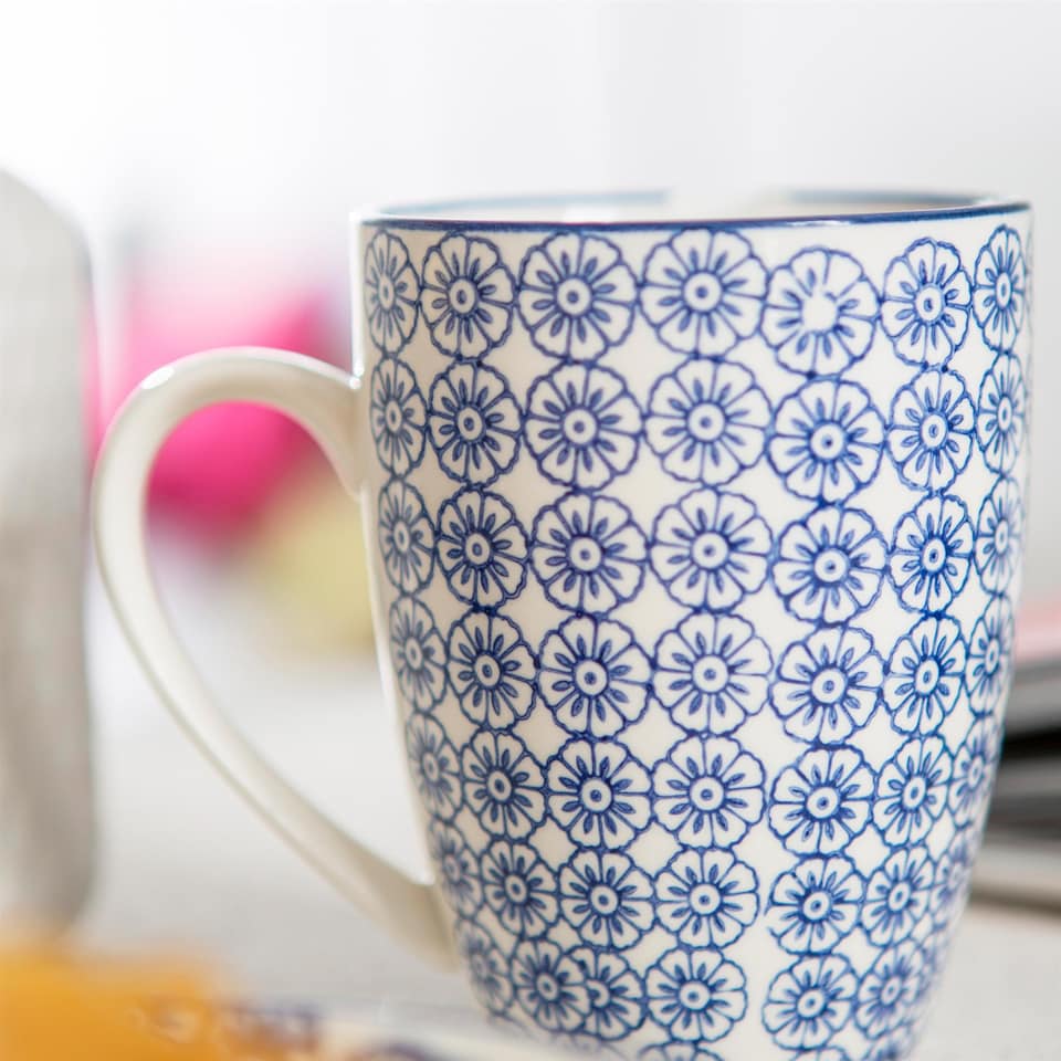 image 1 of Nicola Spring Hand-Printed Side Plates - 18cm - Navy - Pack of 6 | Blue | Blue