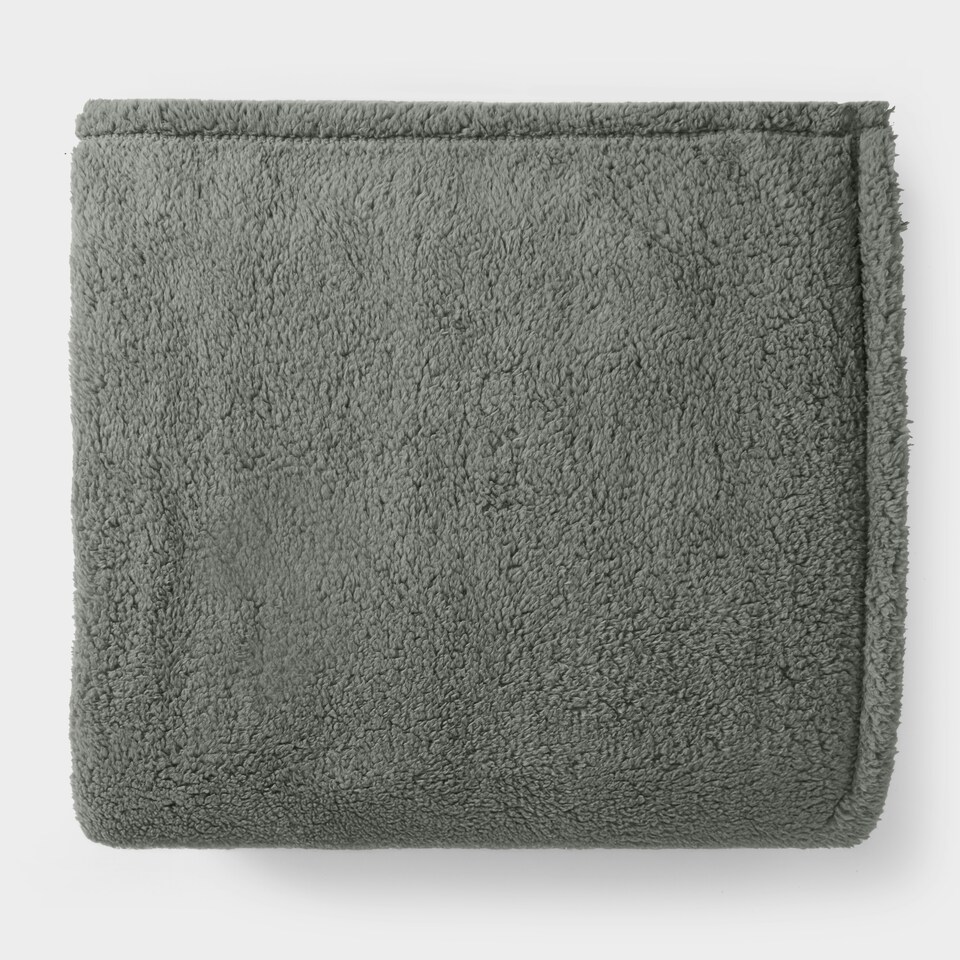 image 1 of OHS Teddy Fleece Soft Warm Plush Cosy Plain Dyed Throw Over Bed Blanket, 200x240cm Brown