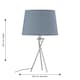 image 8 of First Choice Lighting Set of 2 Tripod Table Lamps with Grey Cotton Fabric Shades Chrome | Grey