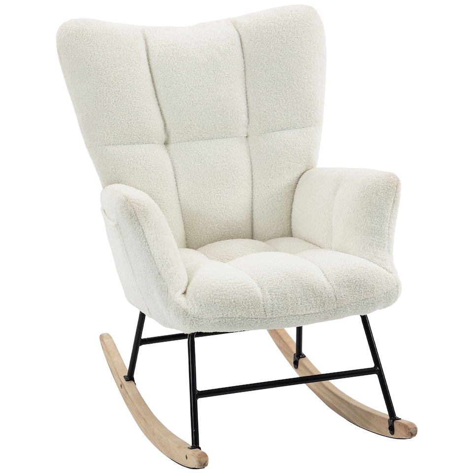 image 1 of HOMCOM Tufted Rocking Chair with Side Pockets