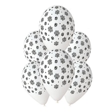 Animal Paw Prints White Latex Balloons 33cm / 13 in - Pack of 6
