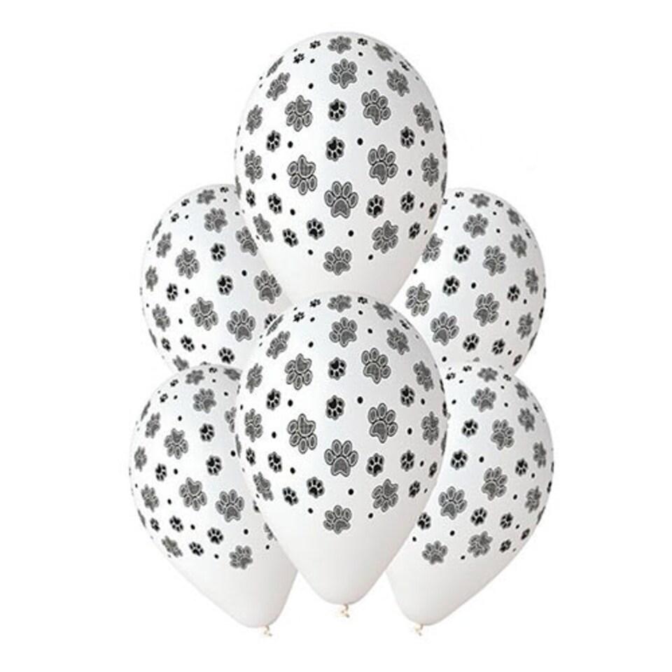 image 1 of Animal Paw Prints White Latex Balloons 33cm / 13 in - Pack of 6
