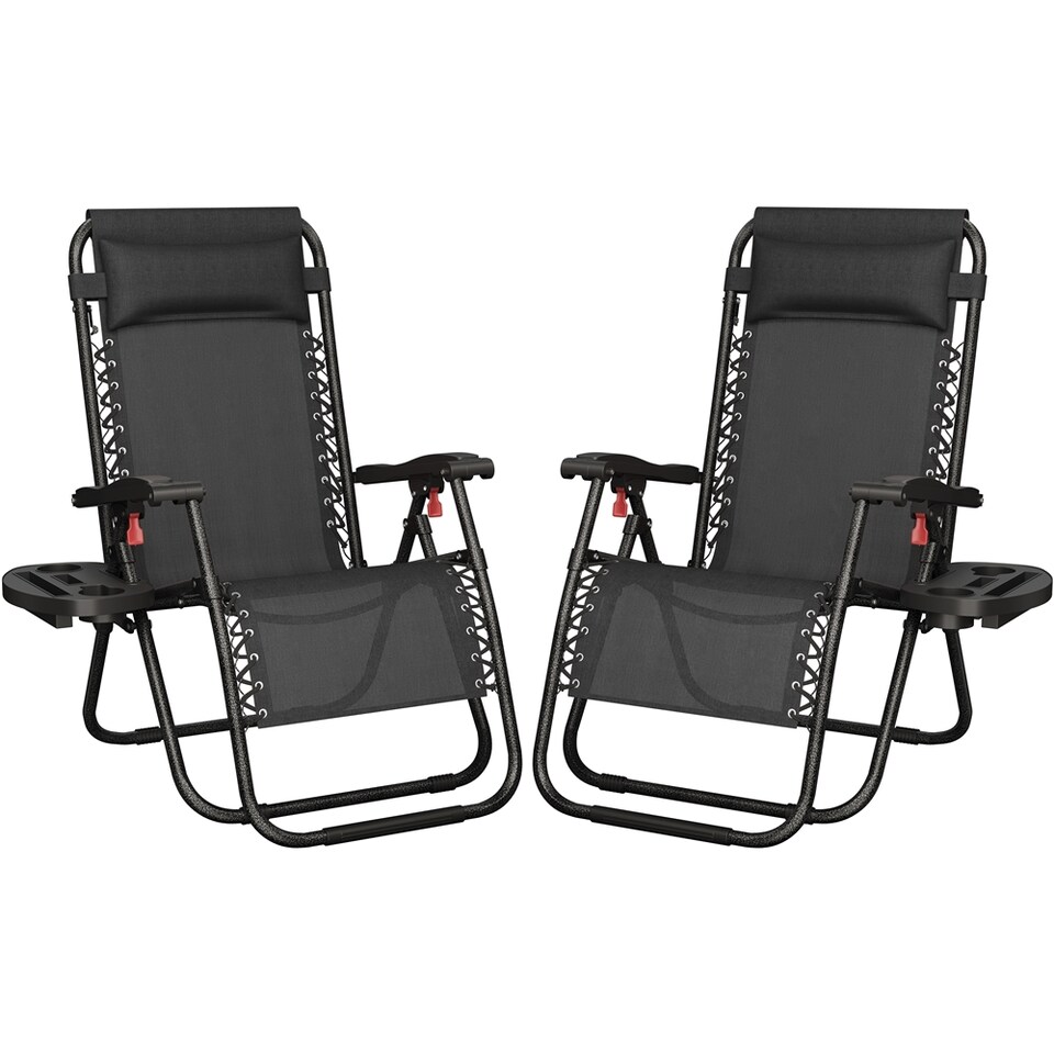 image 1 of Yaheetech 2PCS 63 cm W Zero Gravity Recliners-Black | Black | Black | One Size
