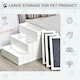 image 3 of PawHut 3 Step Wooden Dog Steps Pet Stairs Cat Ladder for Bed with Storage White