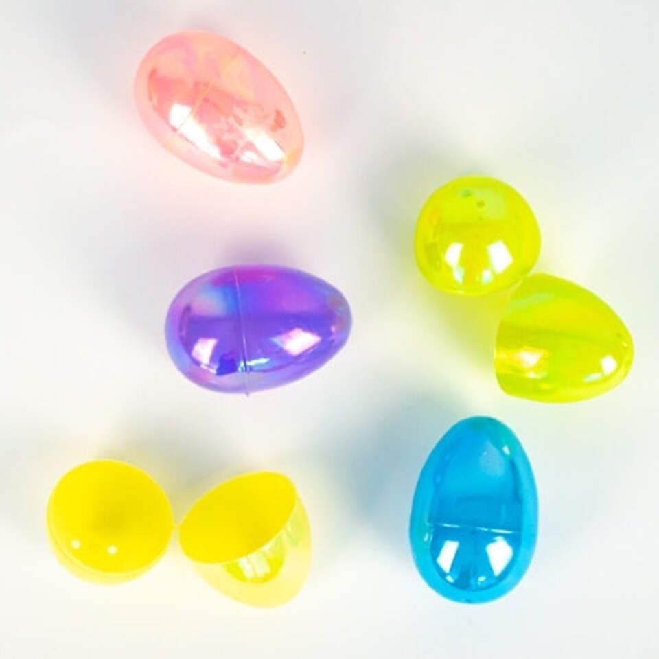 Assorted Iridescent Refillable Plastic Easter Eggs 8cm - Pack of 5