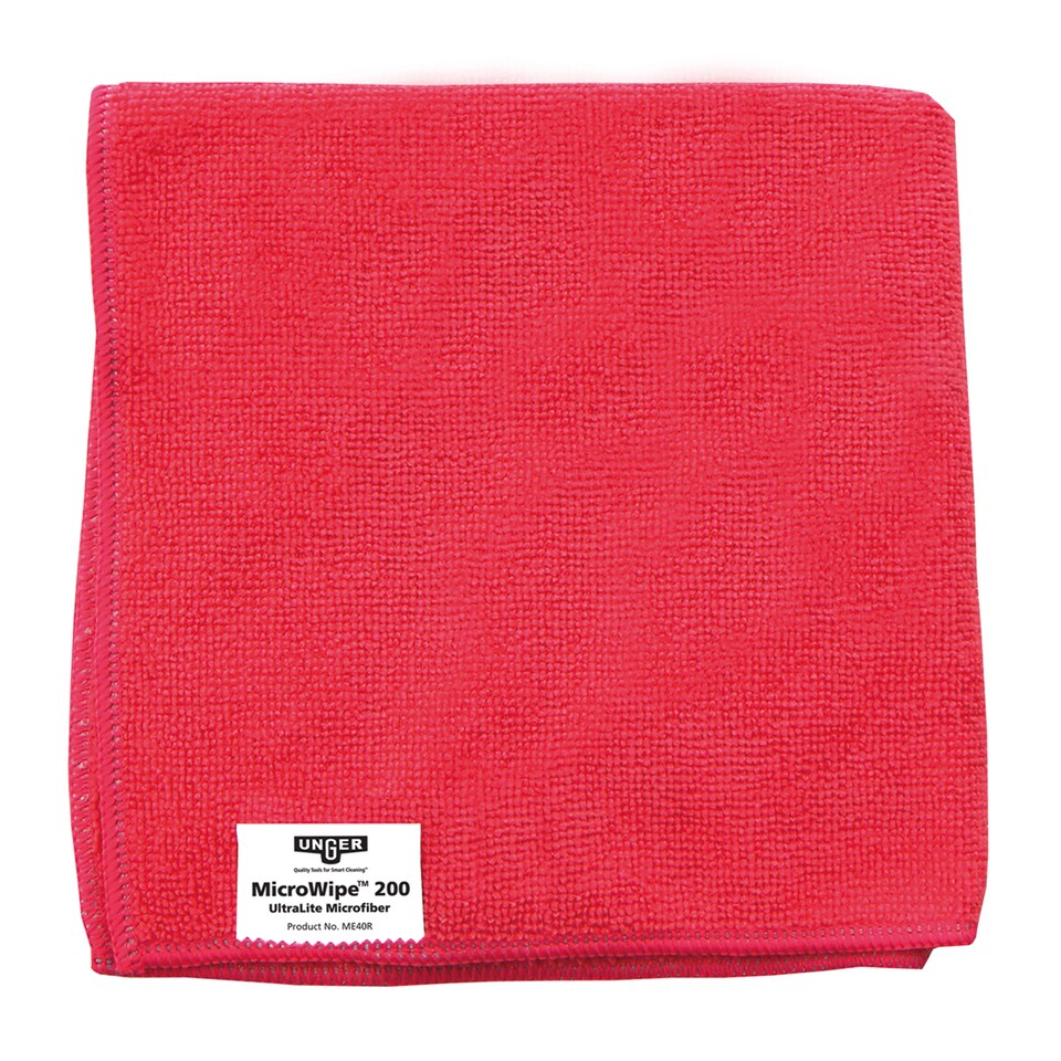 image 1 of Cleaner Cloth Microfibre Cloths 10 Pack Red 40x40cm Washable 200x Kitchen, Bathroom, Car & Window Cleaning by UNGER
