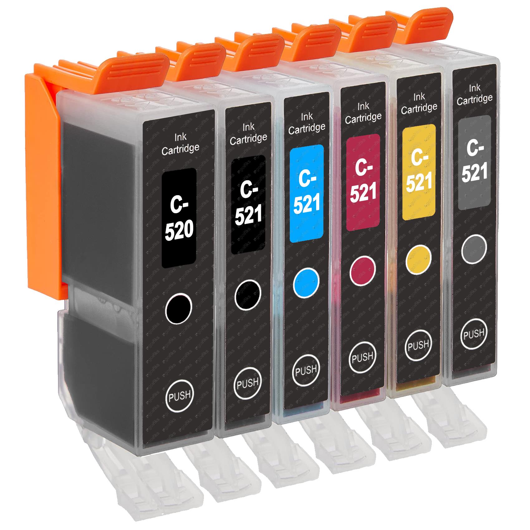 1 Compatible Set of 6 PGI-520 & CLI-521 Printer Ink Cartridges