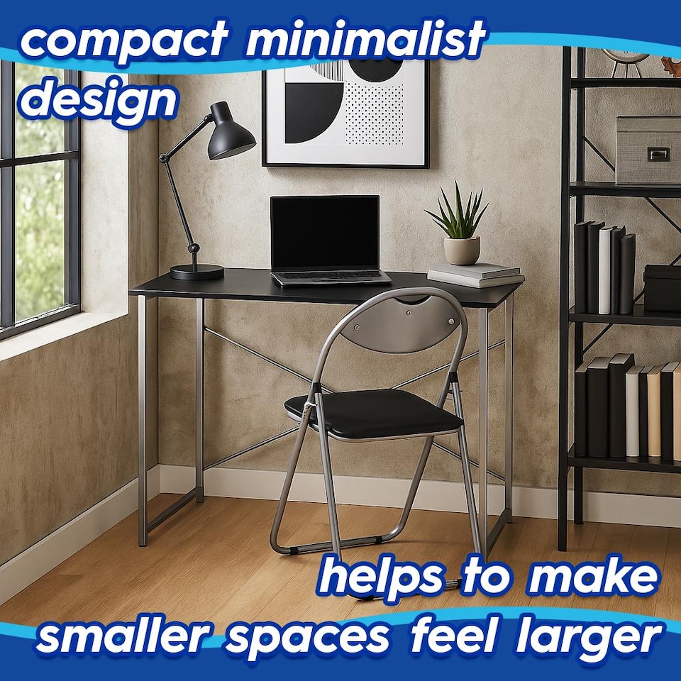 image 1 of Harbour Housewares Wooden Computer Desk - Black/Black | Black | Black/Black