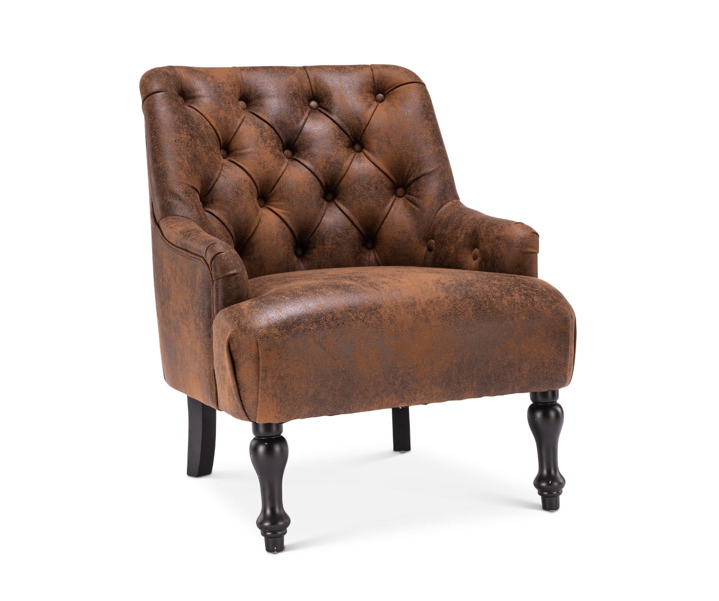 Faux Leather Suede Brown Armina Accent Chair