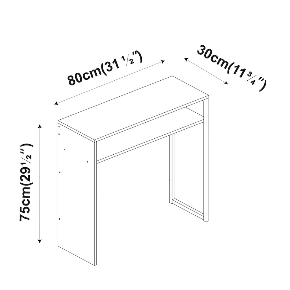 image 1 of URBNLIVING 80cm Wooden And Steel Console Table With Storage Shelf | Black | White | 80cm | 1