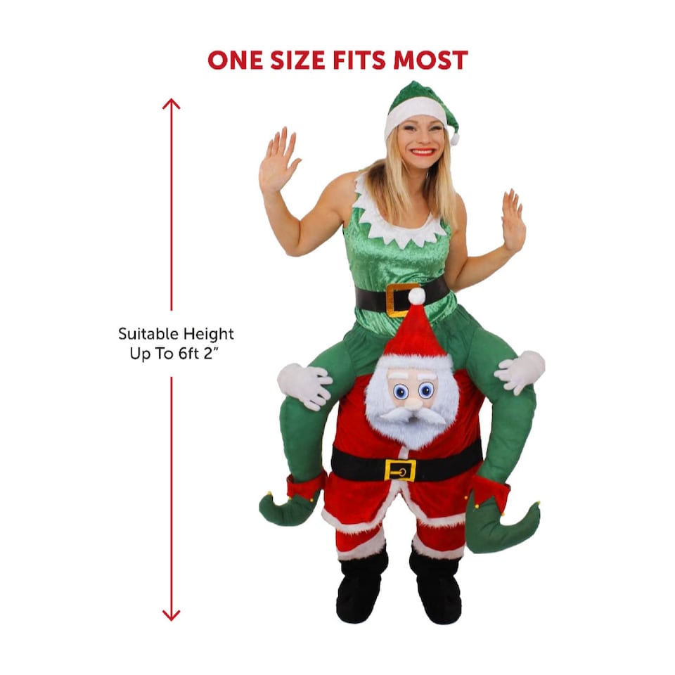 image 1 of Santa Pick Me Up Costume with Green Elf Costume | Multi | S