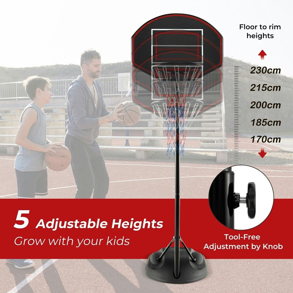 image 1 of COSTWAY Portable Basketball Hoop Stand Adjustable Basketball Black | Standard