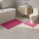 image 2 of 2 Piece Box Design Bath Mat Set Soft Absorbent Non-Slip Bathroom Mats | Pink | Fuchsia
