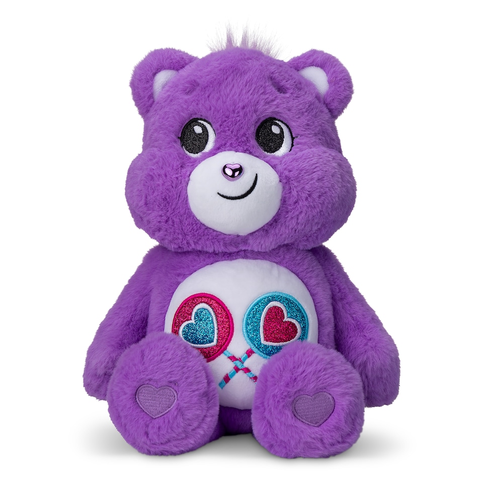 image 1 of Official Care Bears 35cm Glitter Share Bear Purple Plush Kids Collectible Soft