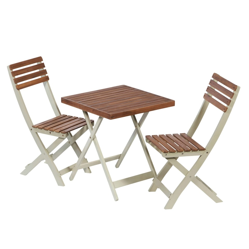 image 1 of Greenhurst Burley Two-Tone Hardwood Bistro Set – Foldable Table & 2 Chairs for Garden or Patio