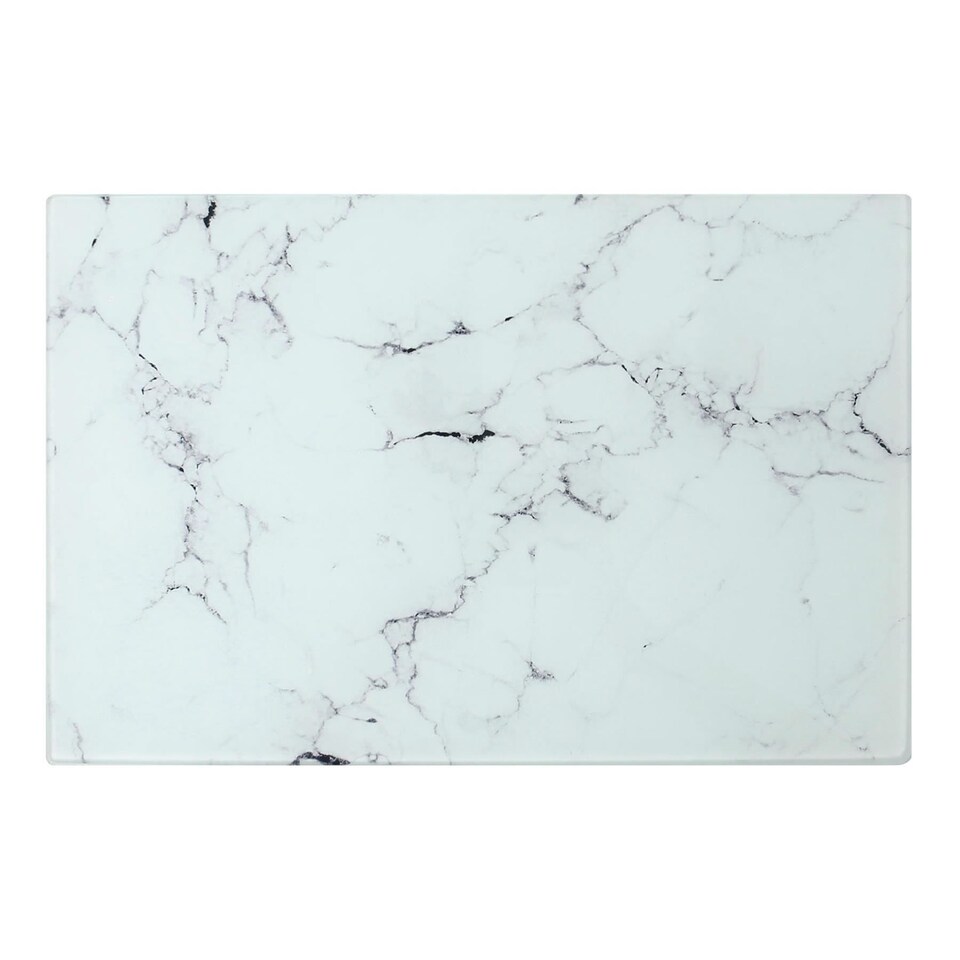 image 1 of Harbour Housewares 12pc Rectangle Glass Placemats & Square Coasters Set - 40cm x 30cm - Marble | White | Marble