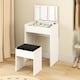 image 7 of HOMCOM Dressing Table with Mirror and Stool, Vanity Makeup Table with Flip Up Mirror, Vanity Desk with Storage Unit and Padded Seat, White