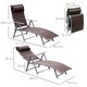 image 5 of Outsunny Sun Lounger Steel Frame Outdoor Folding Chaise Texteline Lounge Chair Recliner with Headrest & 7 Levels Adjustable Backrest, Brown