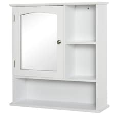 kleankin Wall Mounted Bathroom Mirror Glass Storage Cabinet Cupboard with Shelf