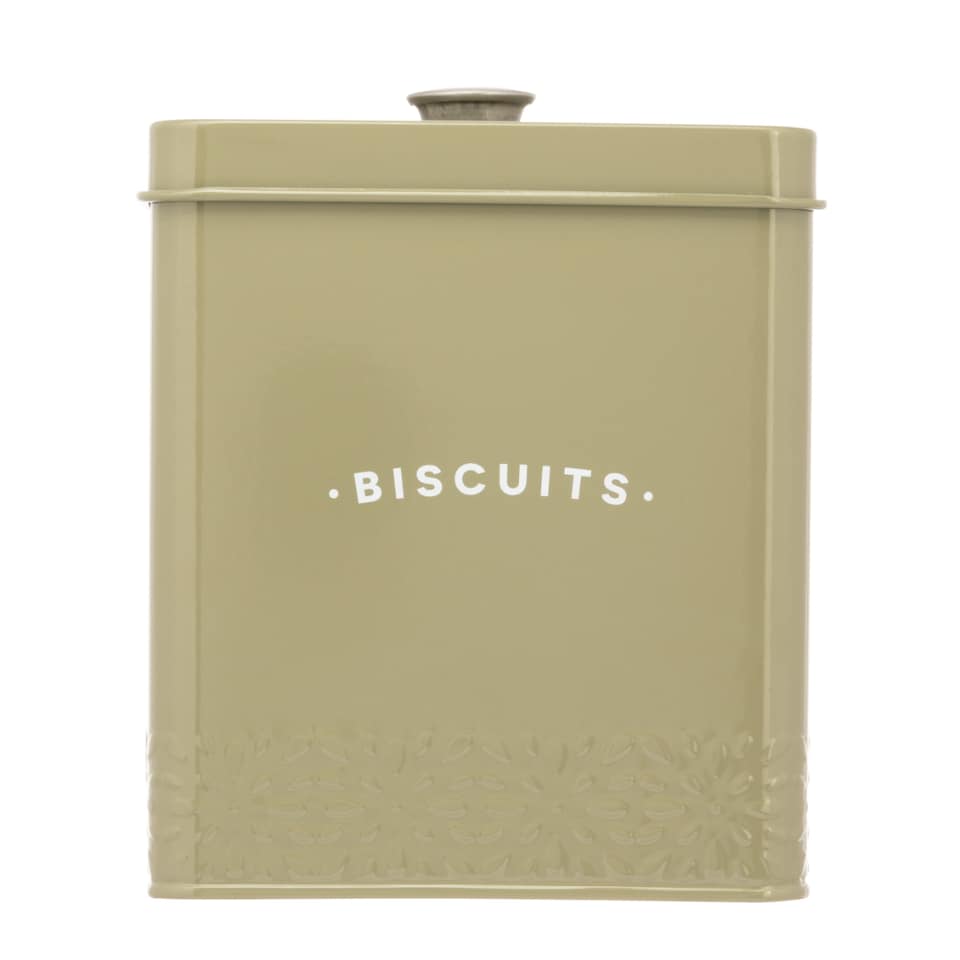 image 1 of Biscuit Tin: 14.5cm x 14.5cm x 17cm Artisan Street Biscuit Storage Canister, Green