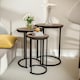 image 3 of Set of 3 Wooden Nest Of Tables Brown Brown
