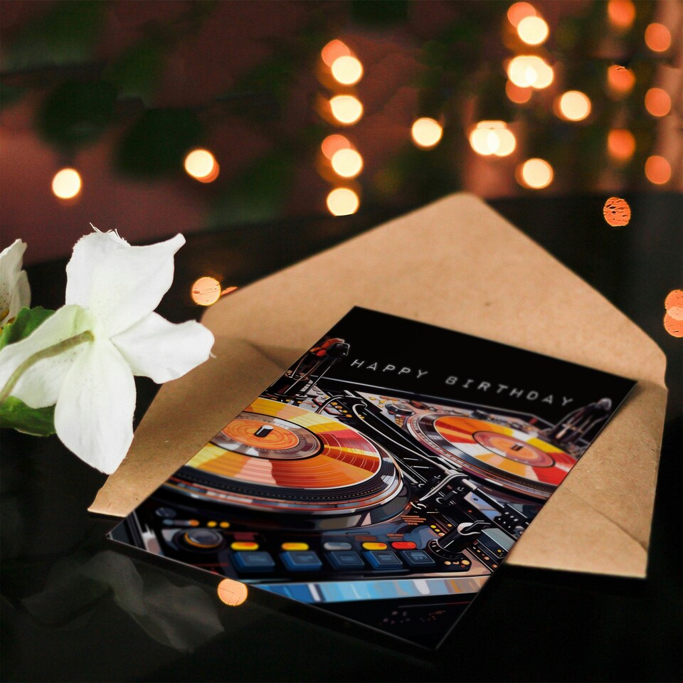 image 1 of Cool DJ Controller Decks Close Up Music Lover Birthday Greeting Card