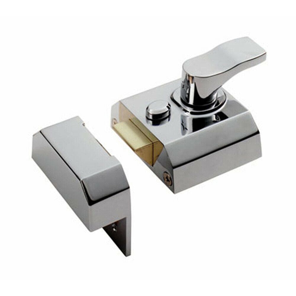 Loops Contract Rim Cylinder Nightlatch 40mm Polished Chrome Door Security Lock
