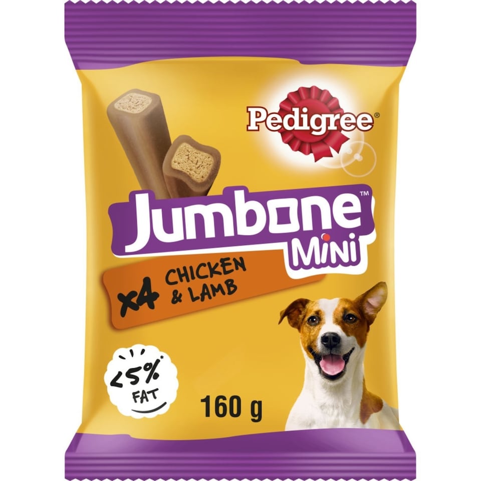 image 1 of 64 Pedigree Jumbone Mini Small Dog Treats Chicken & Lamb Dog Chews (8x160g)