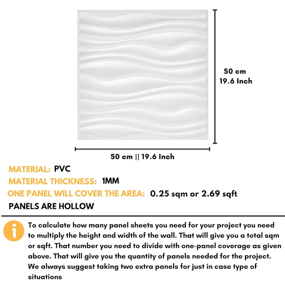 image 1 of NOVECRAFTO Wavy Wave 3D Wall Panels – 6 Sheets Covering 1.5m² | 16.15ft² Interior Cladding Set | Wavy Design Tiles – Each Panel 50x50cm Matt White