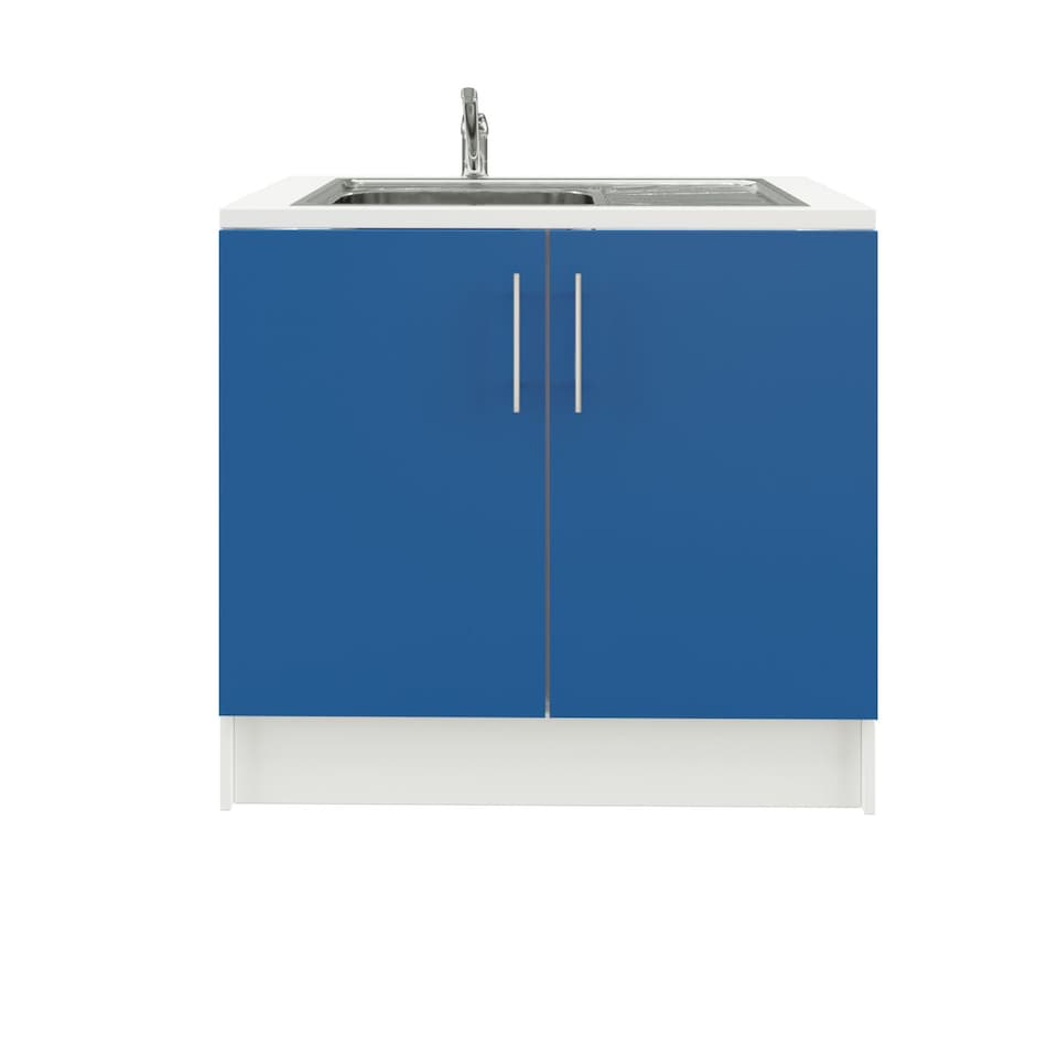 image 1 of JD Greta 1000mm Utility Room Sink Unit With Tap, Kitchen Base Cabinet - Navy Matt | Blue