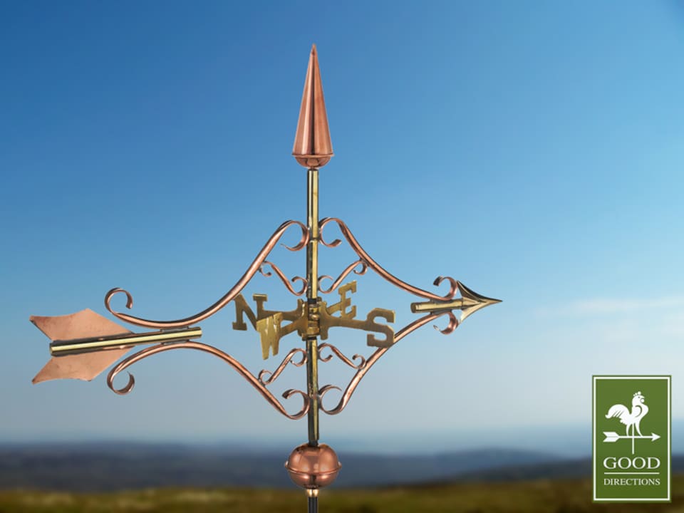 image 1 of Cottage Victorian Arrow Copper Weathervane - H59 x W54 x L28 cm