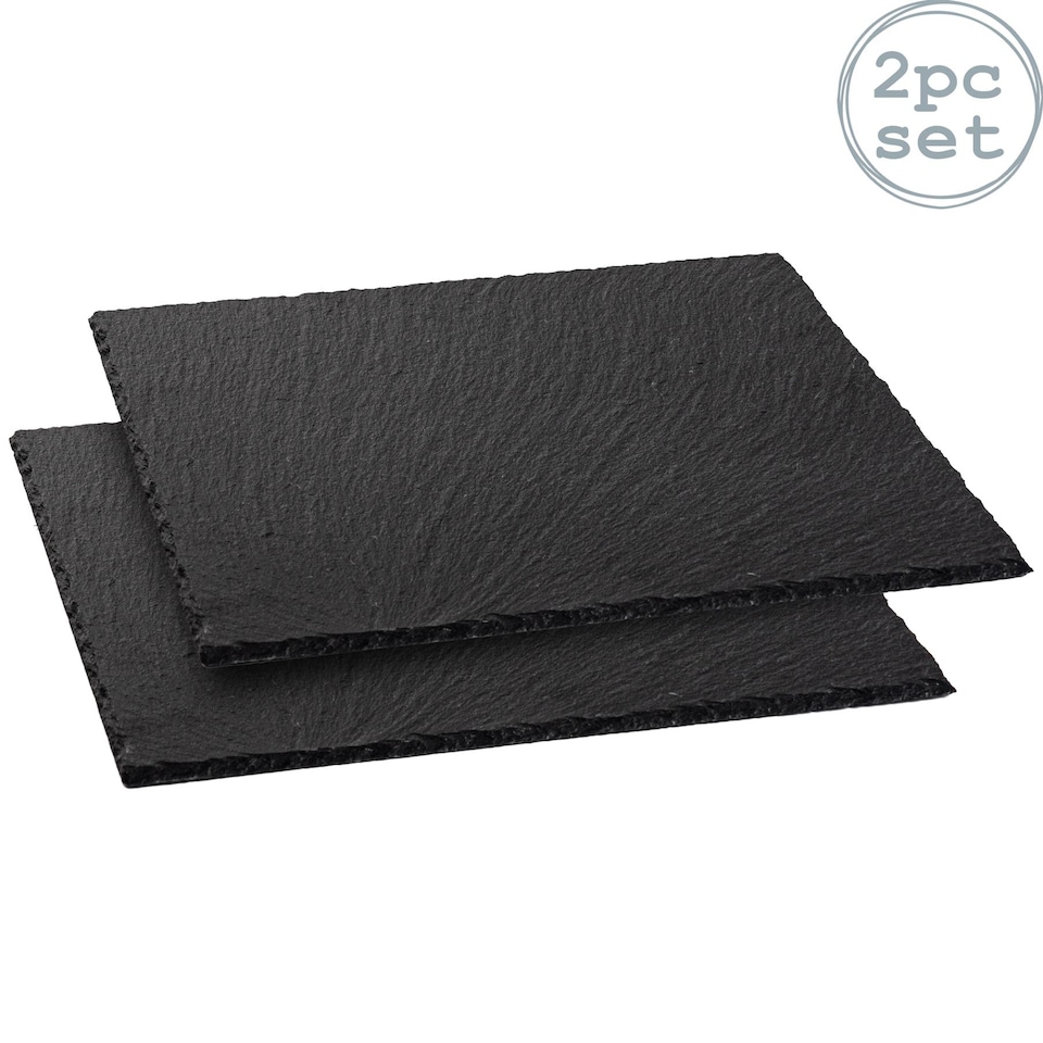 image 1 of Argon Tableware Square Slate Serving Platters - 33cm - Pack of 2 | Grey | Grey