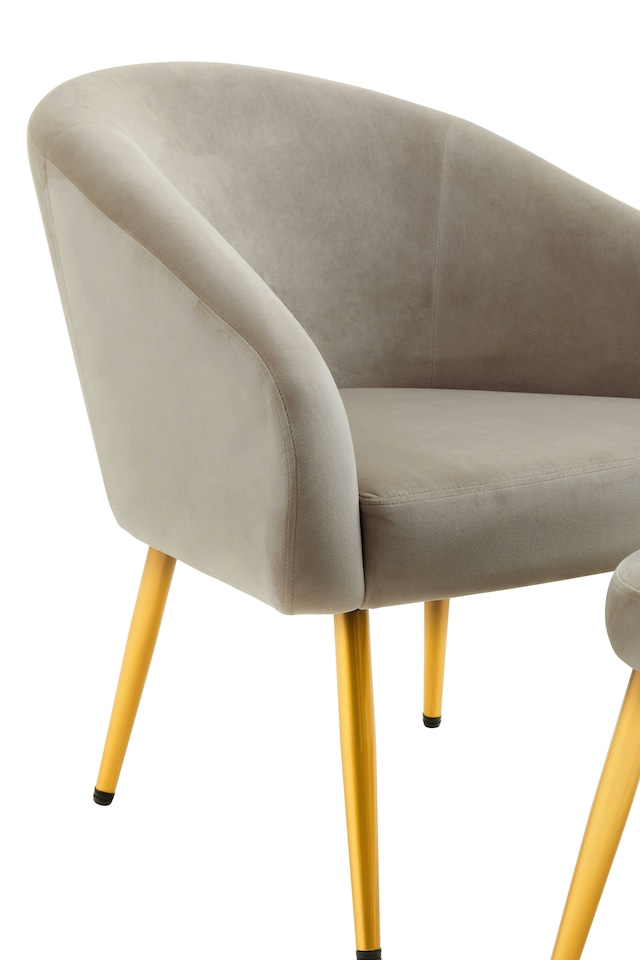 image 1 of Interiors by Premier Mink Velvet Chair with Gold Legs and Footstool, Stylish and Contemporary Accent Chair with high Footstool