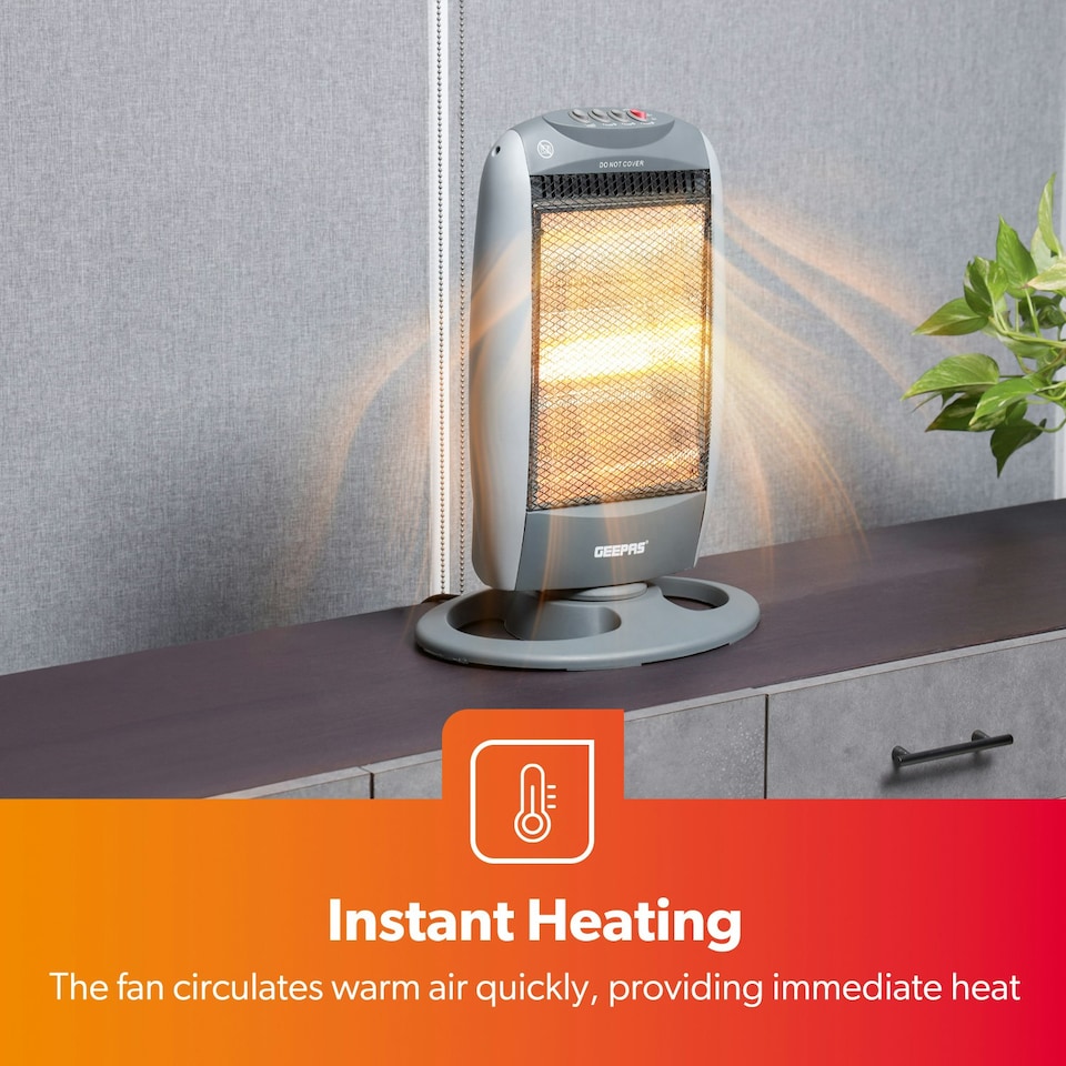 image 1 of GEEPAS 1200W Halogen Heater, Grey